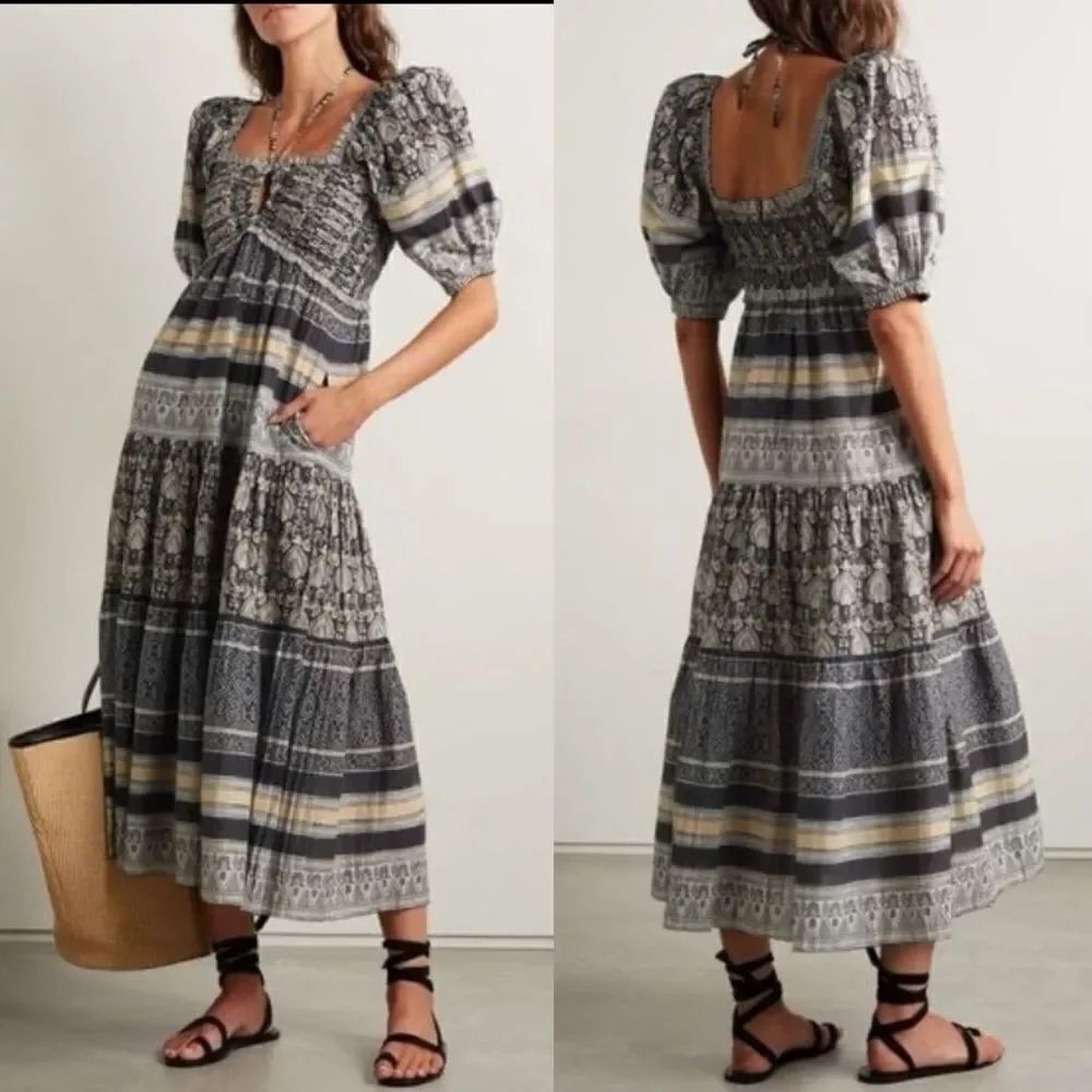 Sea Tasha Midi Gray Dress Blue Size XS